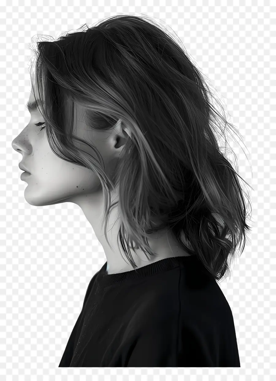 Mujer Triste，Perfil De Una Mujer PNG