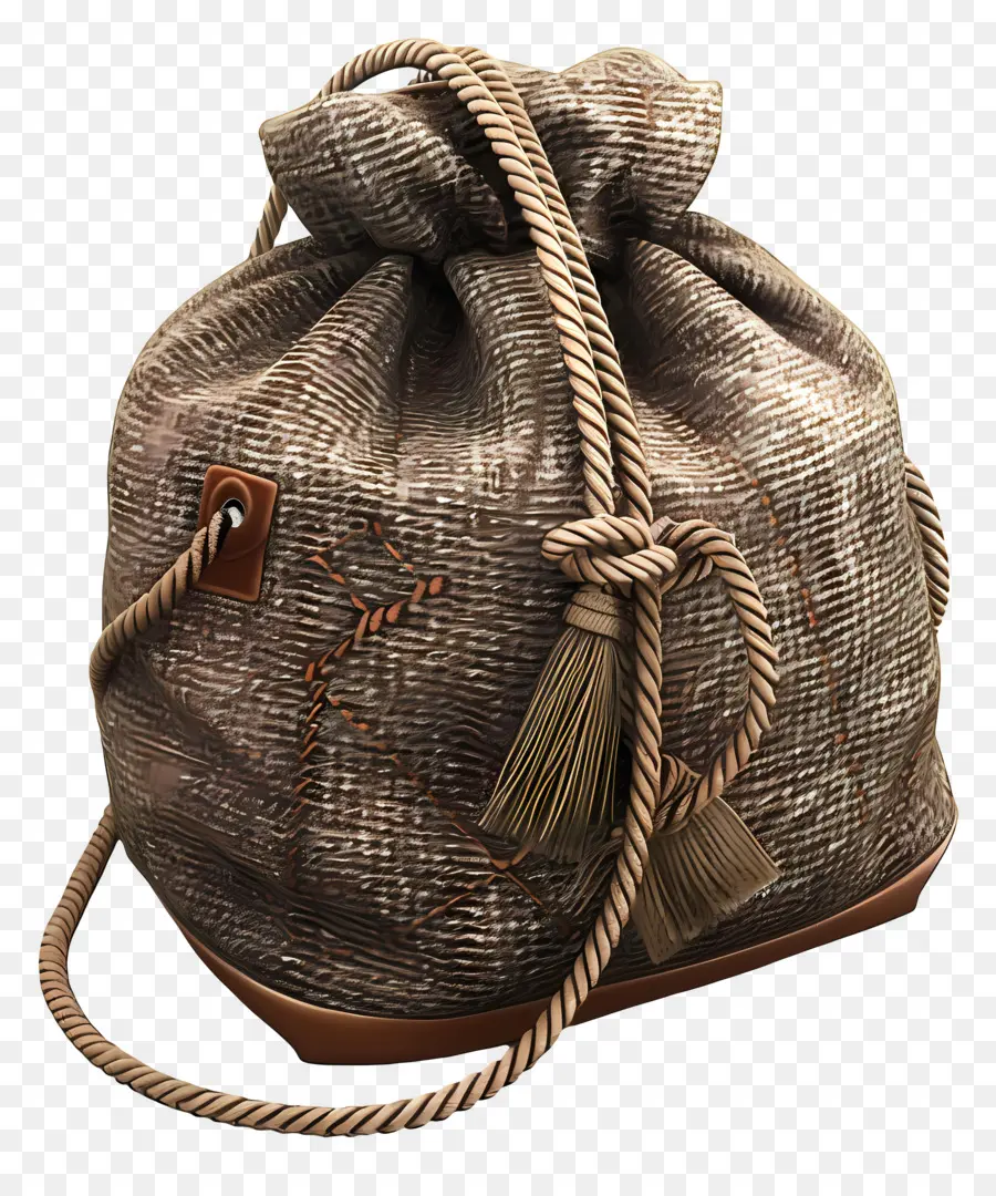 Bolso Hobo，Mochila Con Cordón Marrón PNG