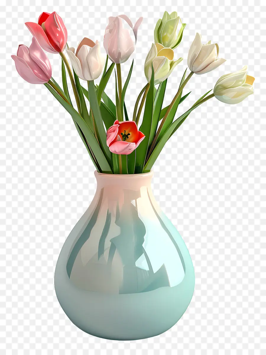 Jarrón Con Flores，Los Tulipanes PNG