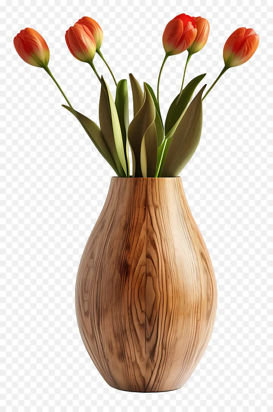 Jarrón Con Flores，Jarrón De Madera PNG