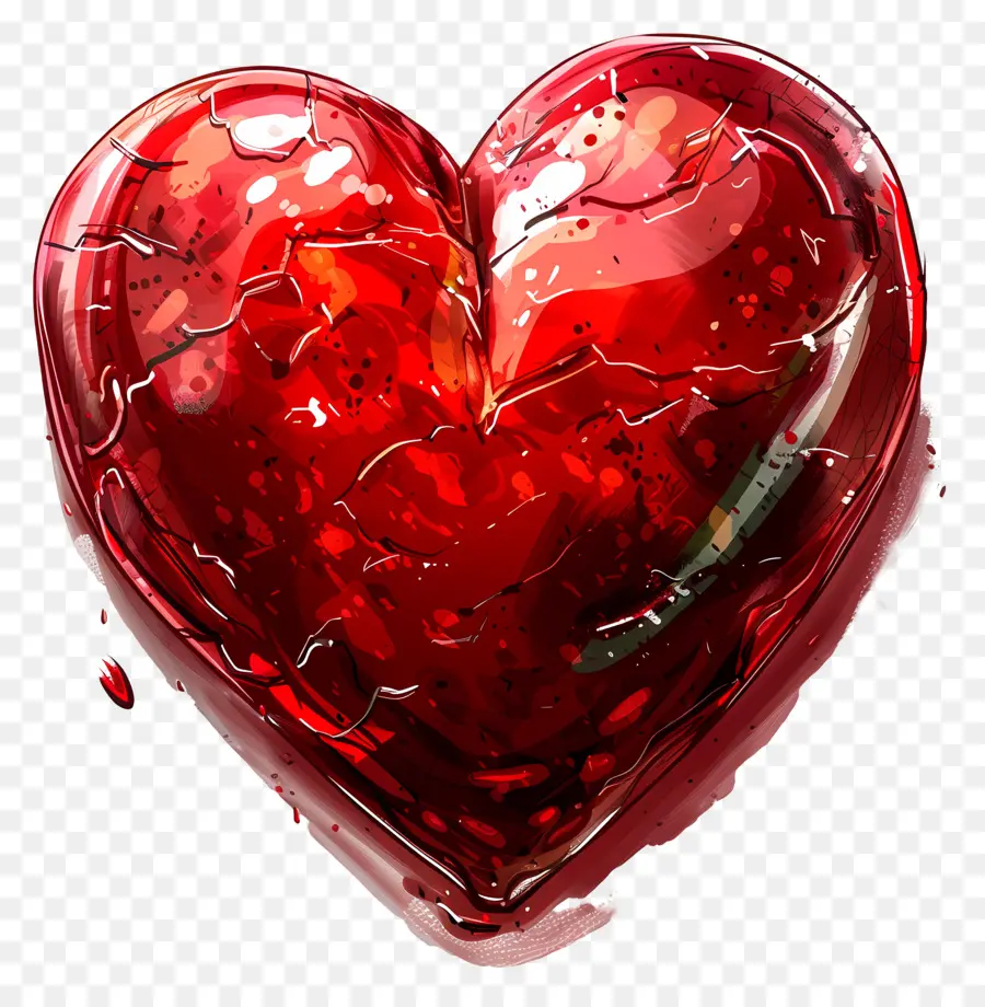 Corazón Rojo，Corazón De Vidrio PNG