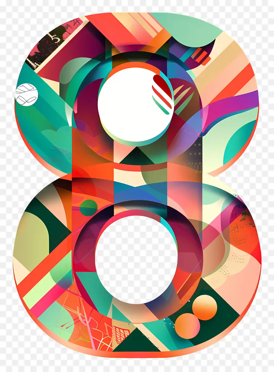 Numero 8，Colorido Número 8 PNG