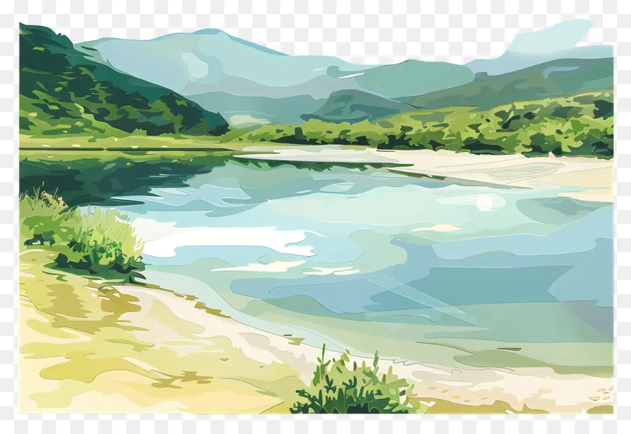 Paisaje De Verano，Pintura Serena PNG