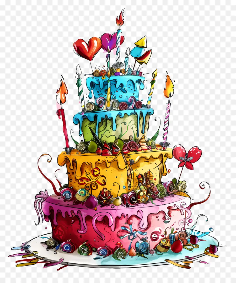 Deseo De Cumpleaños，Pastel Colorido PNG