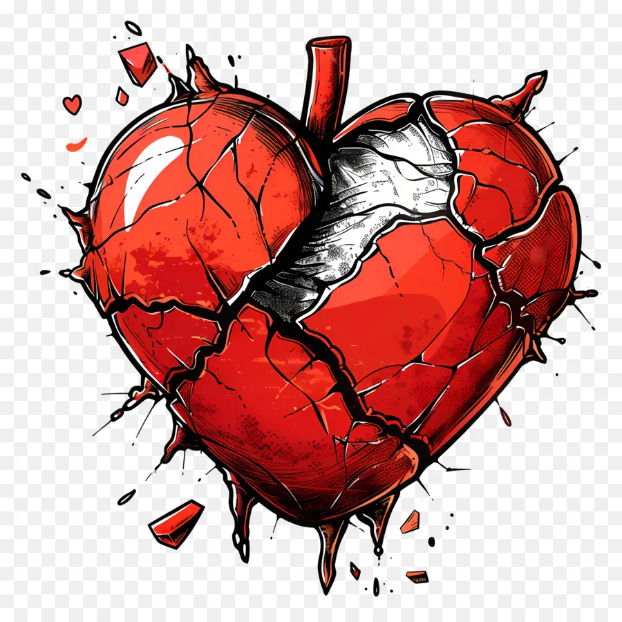 Corazón Roto，Corazón Rojo PNG