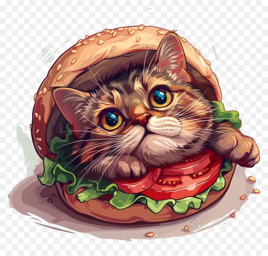 Gato En Hamburguesa，Gatito PNG