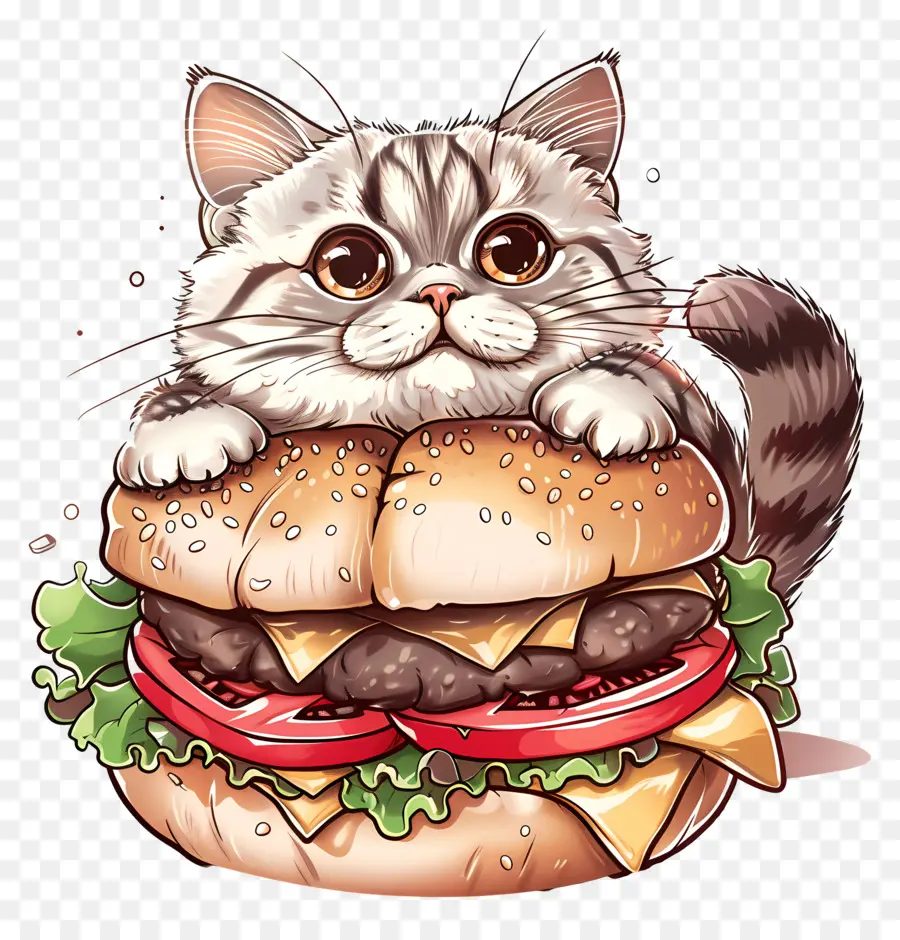 Gato En Hamburguesa，Gato De Dibujos Animados PNG