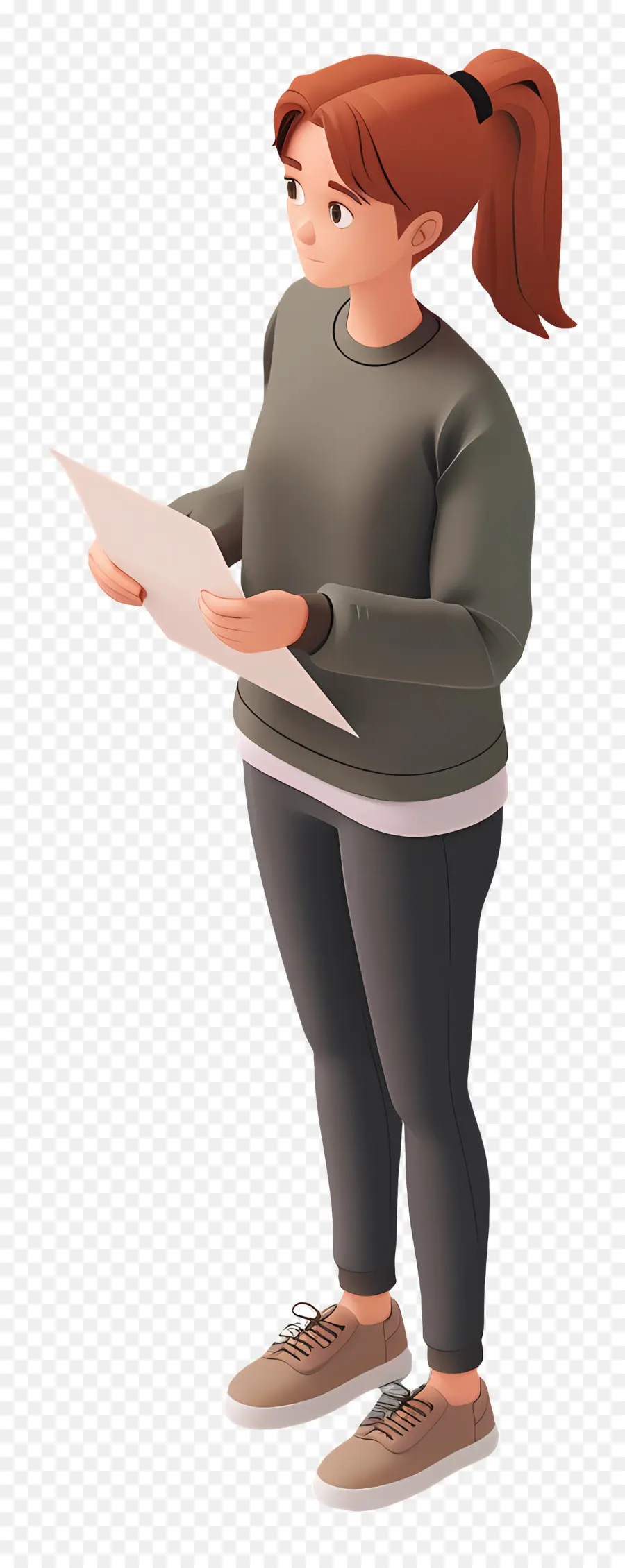 Mujer Sosteniendo Papel，Personaje De Dibujos Animados PNG