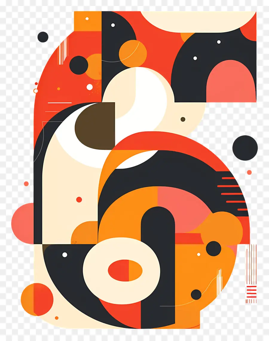 Número 6，Diseño Abstracto PNG