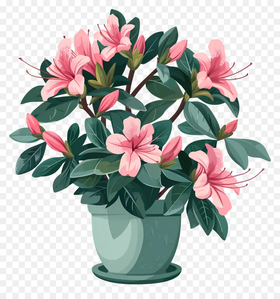 Planta De Azalea，Maceta Rosa PNG