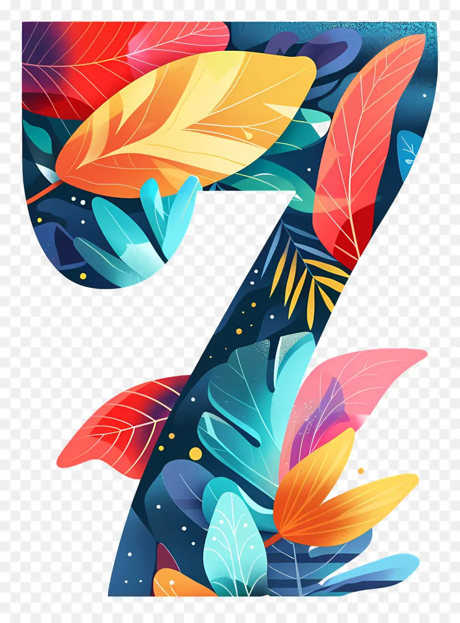 Número 7，Hojas De Colores PNG