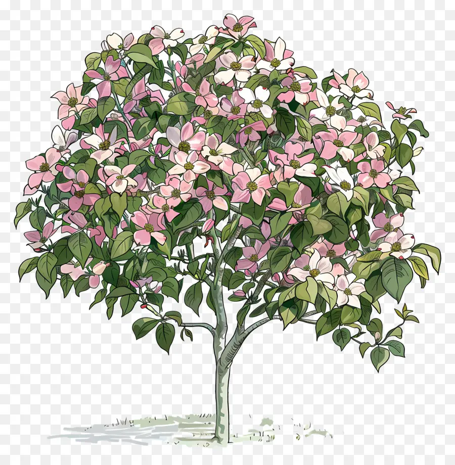 árbol Cornejo，Flores Blancas Y Rosas PNG