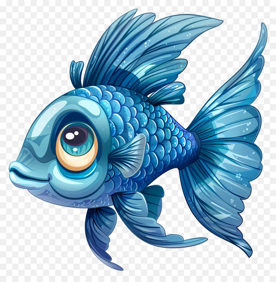 Pez De Dibujos Animados Azules，Pescado Azul PNG