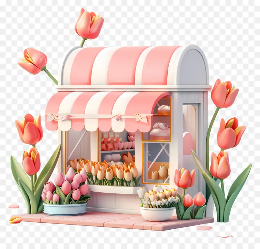Tienda De Flores De Primavera，Tulipanes Rosados PNG