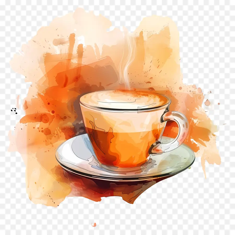 De Café Espresso，Pintura A La Acuarela PNG