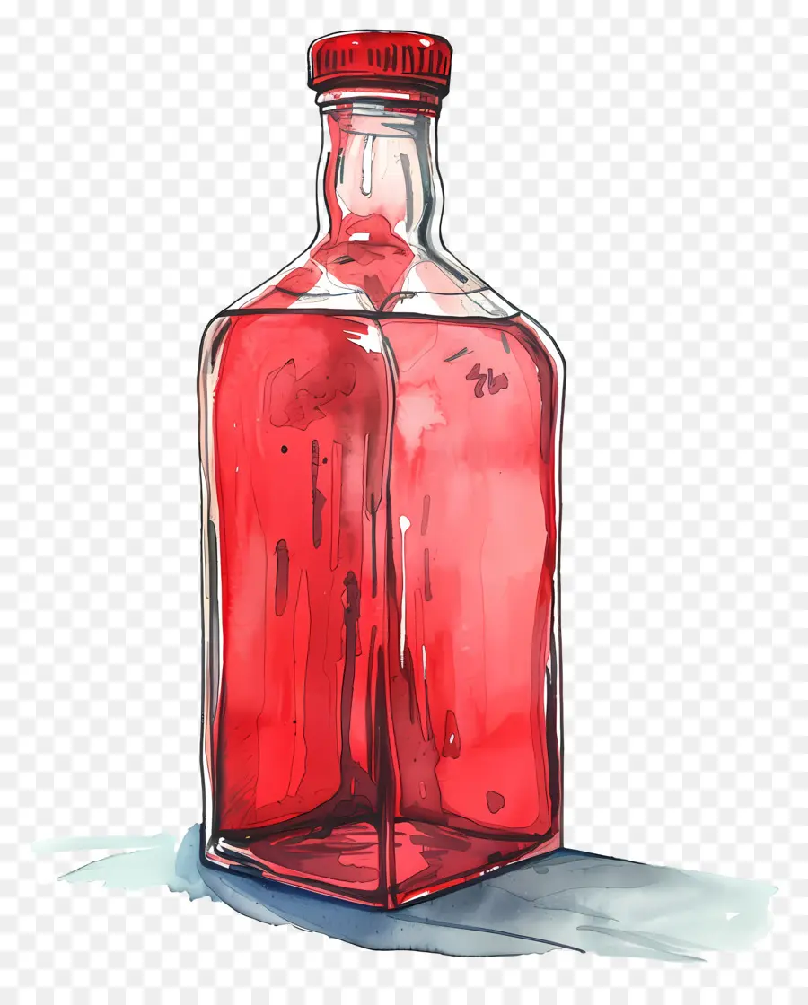 Rojo De La Botella，Pintura A La Acuarela PNG