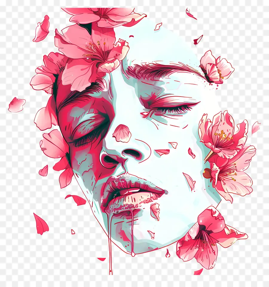 Cara Llorando，Cara Con Flores PNG