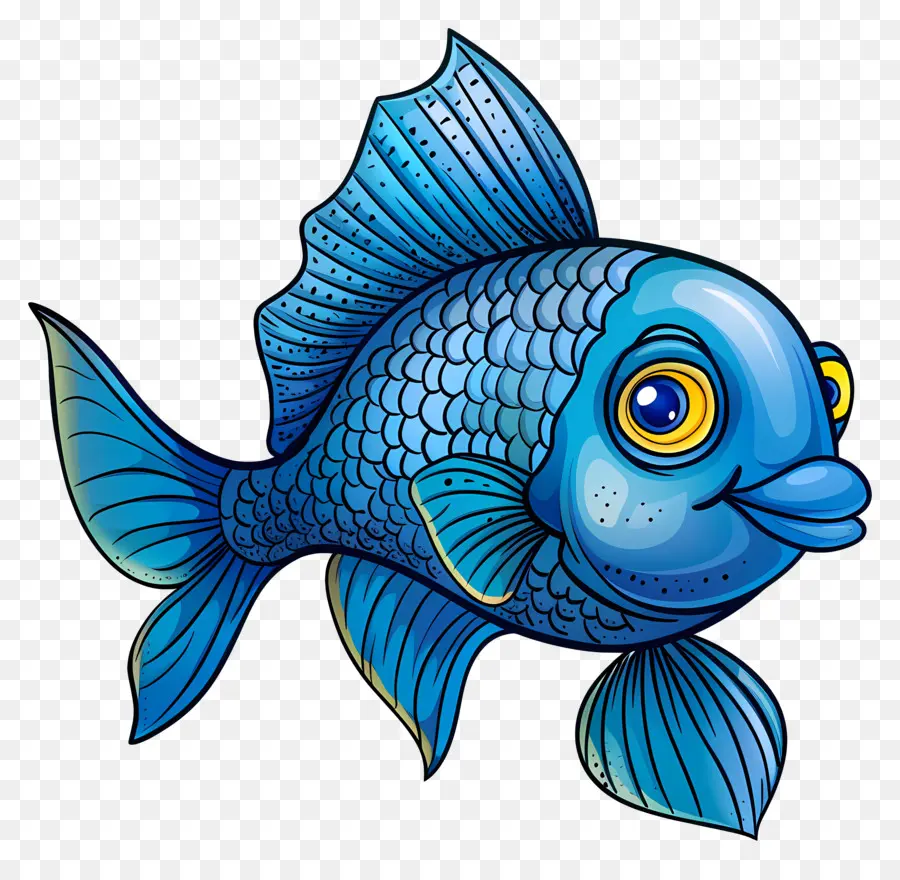 Pez De Dibujos Animados Azules，Pescado Azul PNG