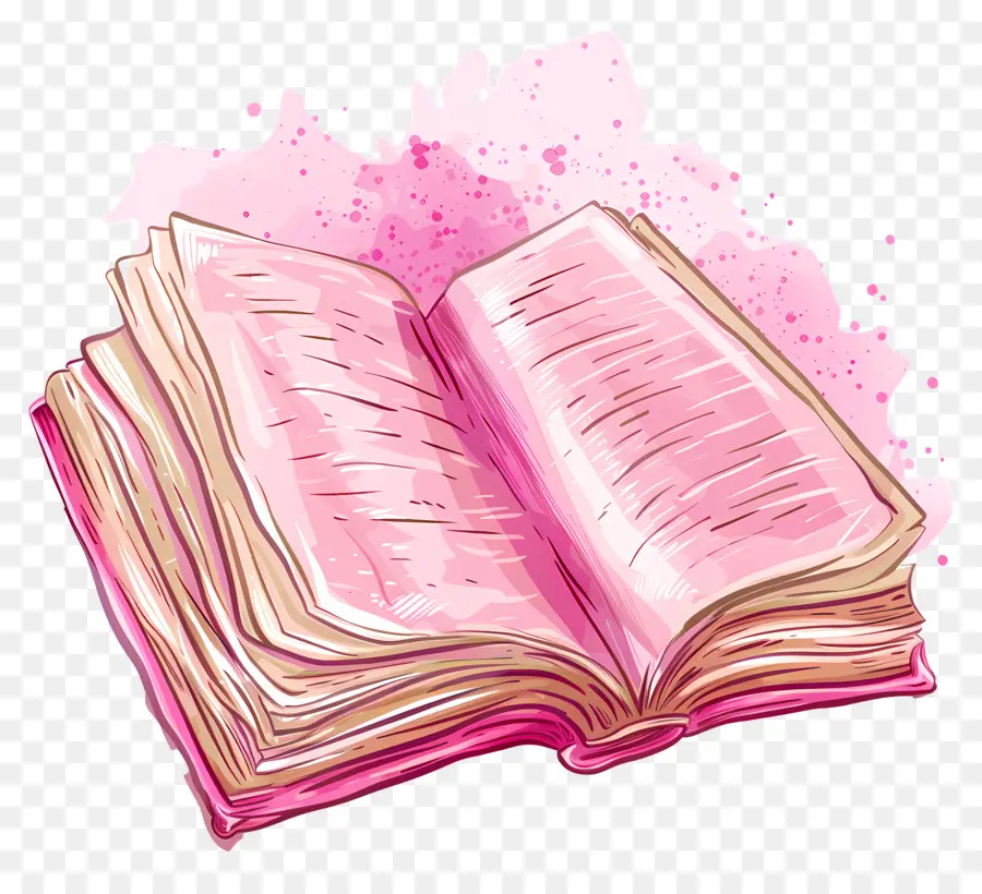 Libro Abierto，Fondo Rosa PNG