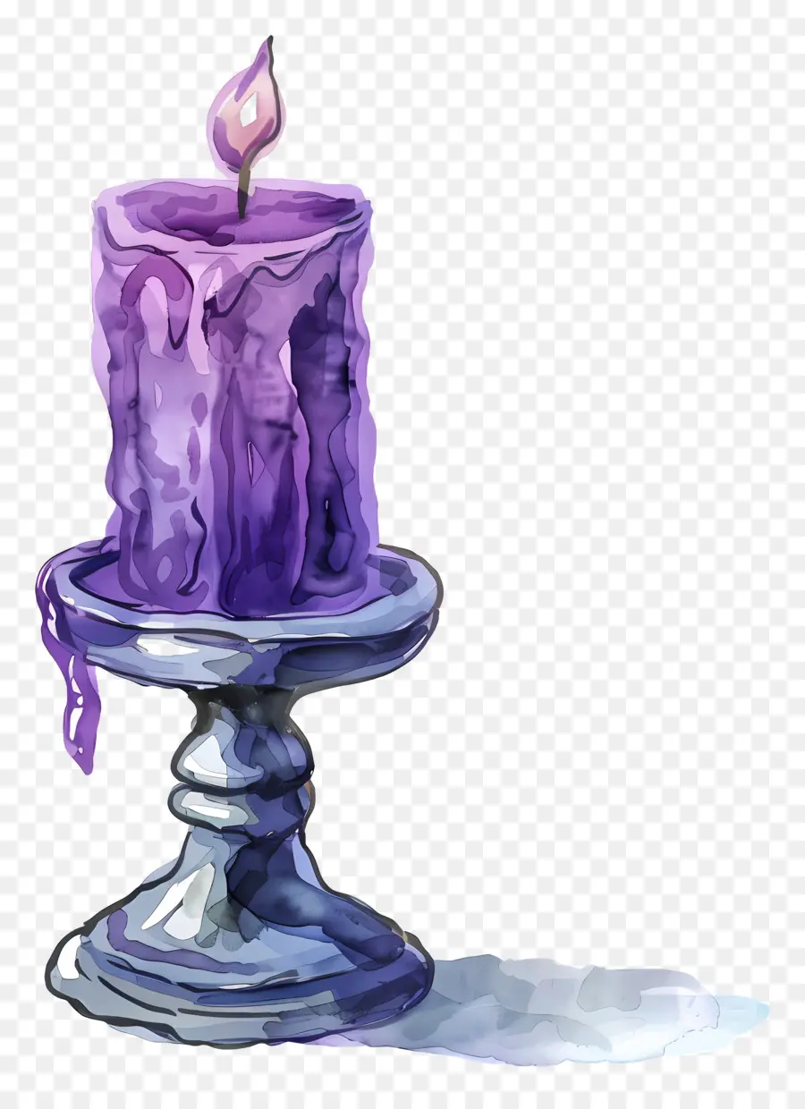 Vela En El Candelabro，Vela Púrpura PNG