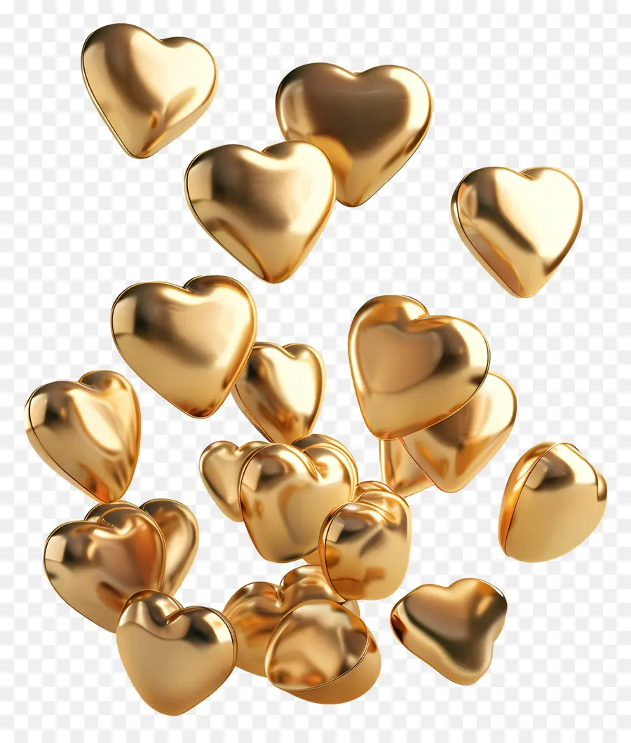 Corazones Dorados Flotantes，Corazones De Oro PNG