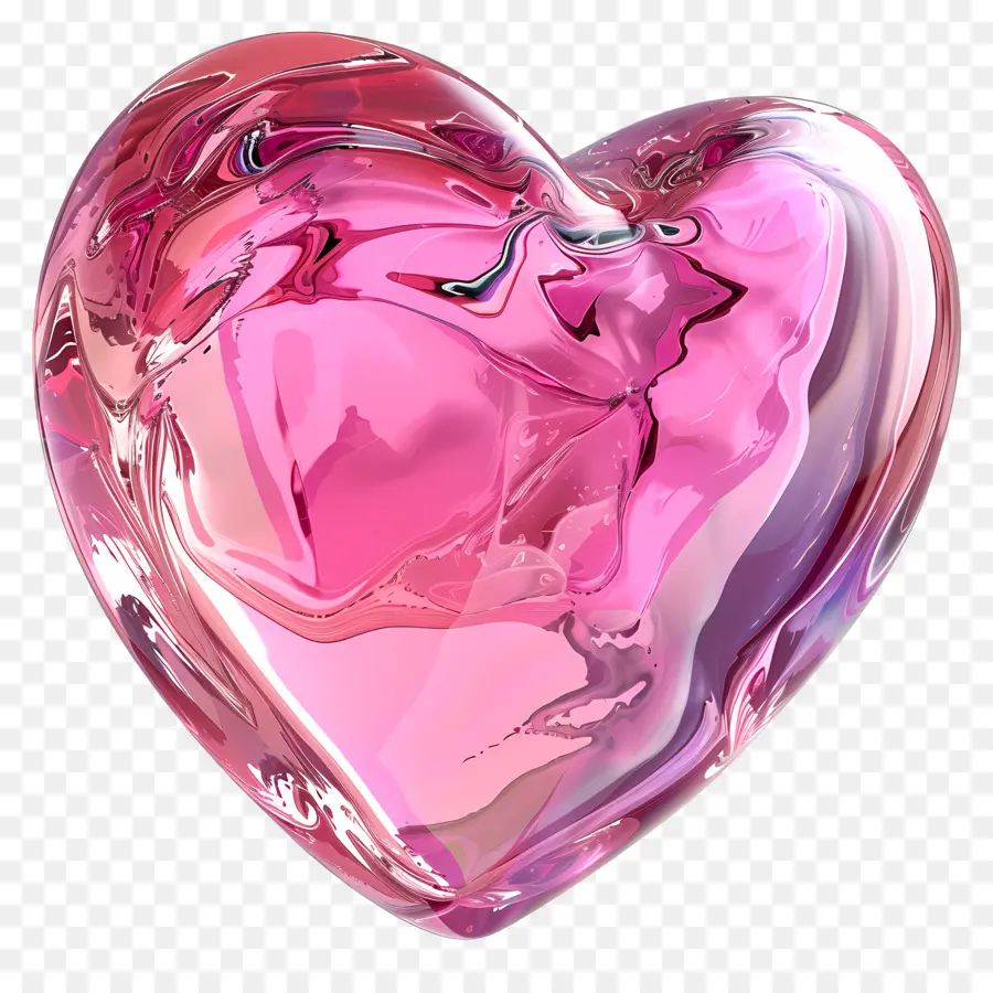 Corazón Rosa，Vidrio En Forma De Corazón PNG