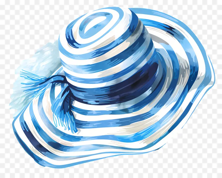 Sombrero De Sol，Sombrero De Rayas Azul Y Blanco PNG