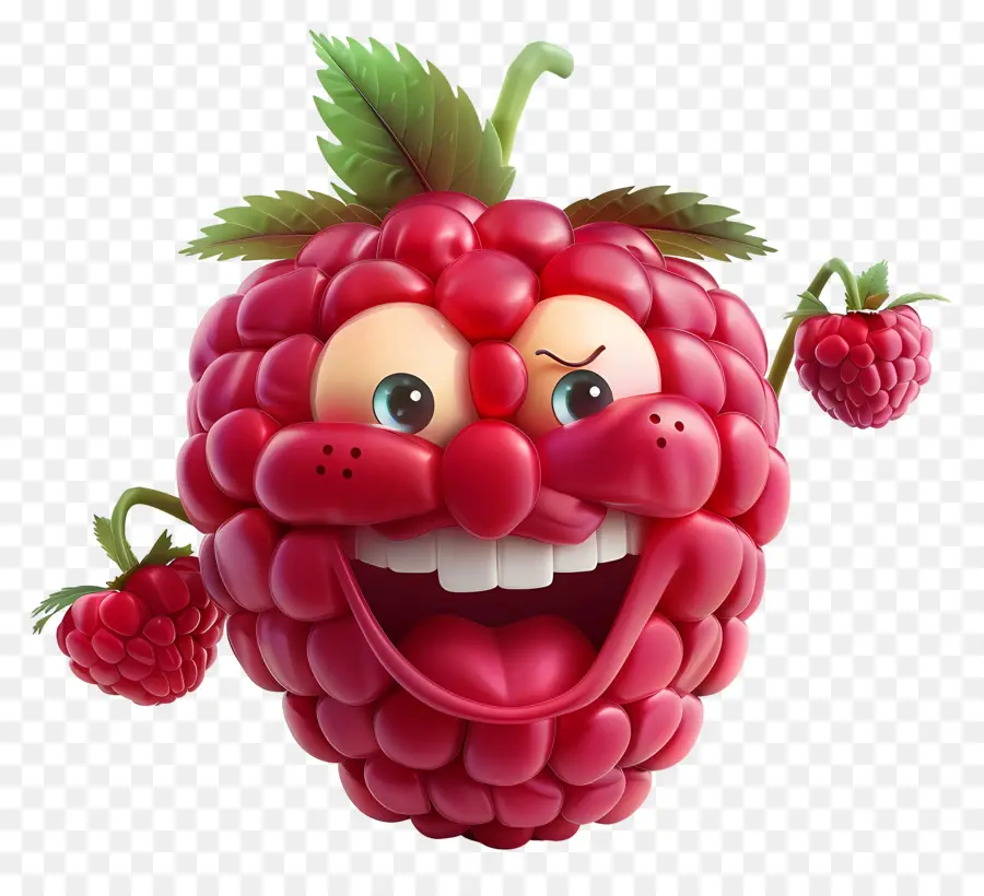 Fruta De Dibujos Animados 3d，Frambuesa Feliz PNG