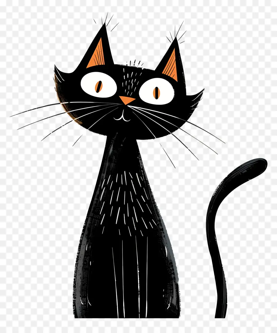 Gato Negro，Ojos De Color Naranja PNG