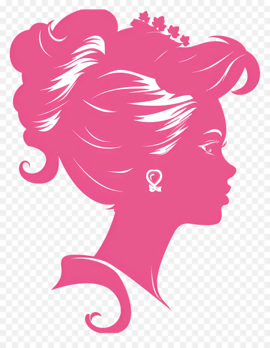 Silueta De Cabeza De Barbie Pink Barbie，Silueta De La Cara De Las Mujeres PNG