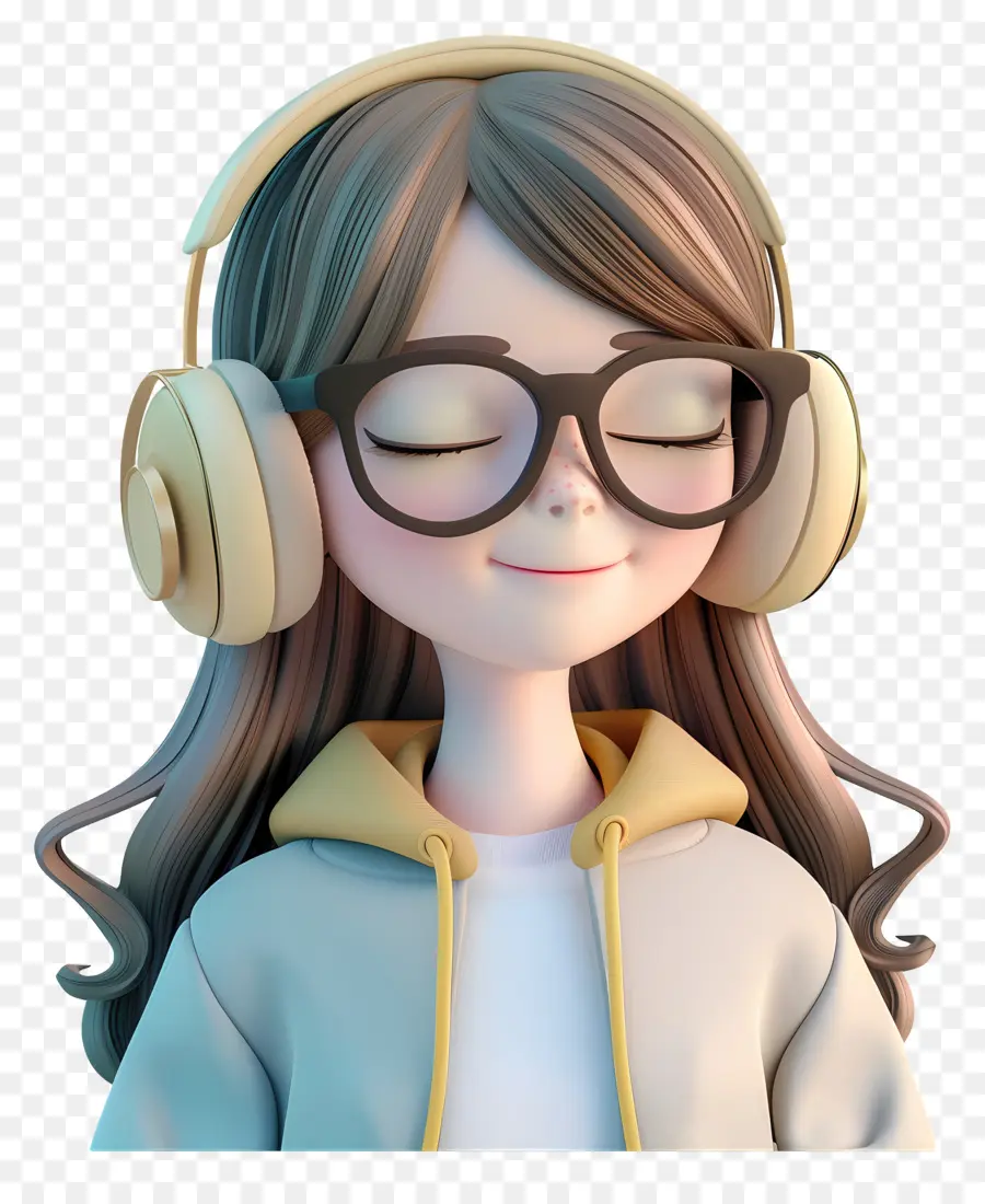 Escuchar Música，Personaje Femenino PNG