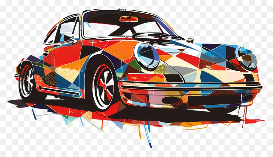 Silueta De Porsche，Coche De Arte Abstracto PNG