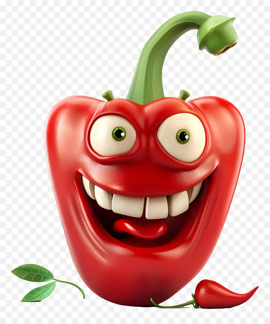 Vegetales De Dibujos Animados 3d，Pimiento Rojo PNG