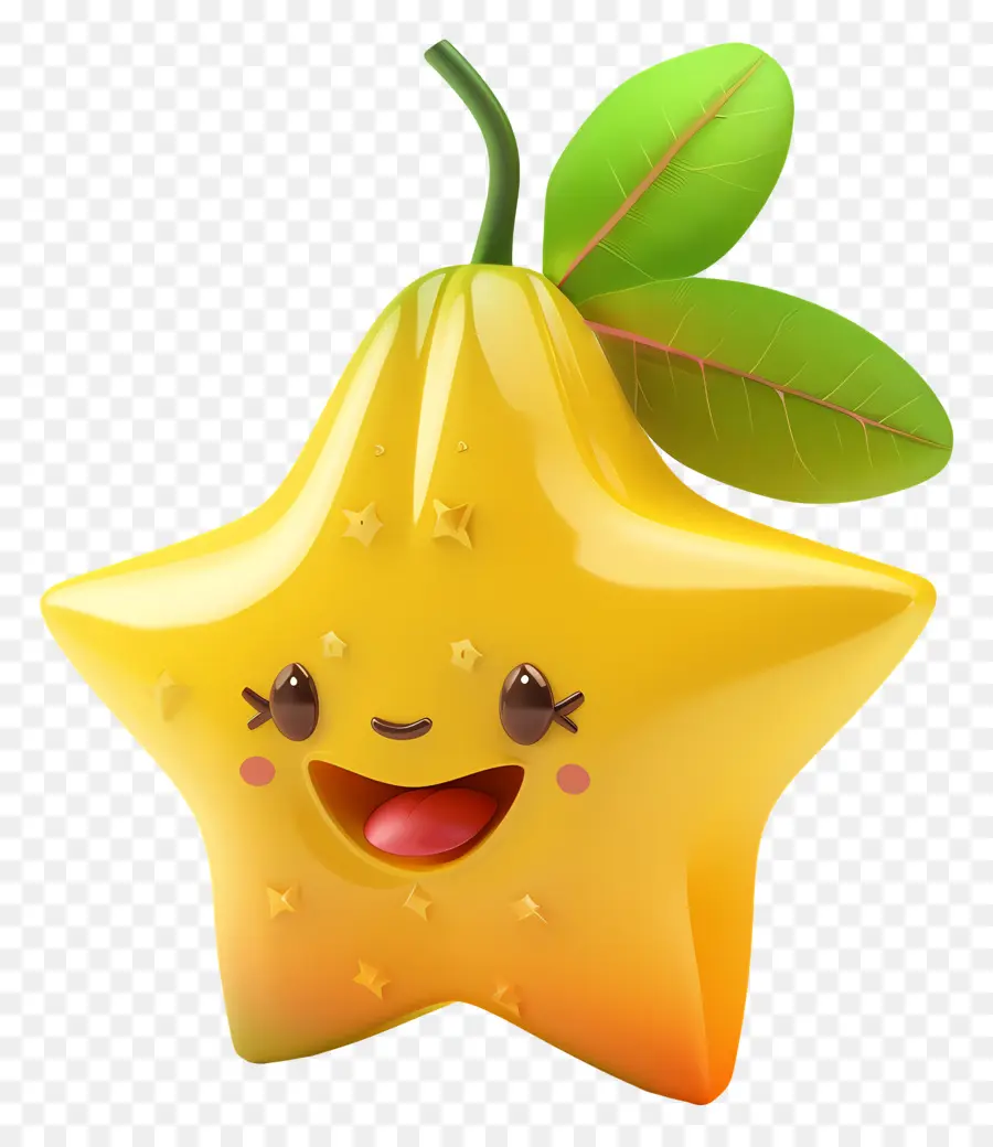 Fruta De Dibujos Animados 3d，Carambola Amarilla PNG