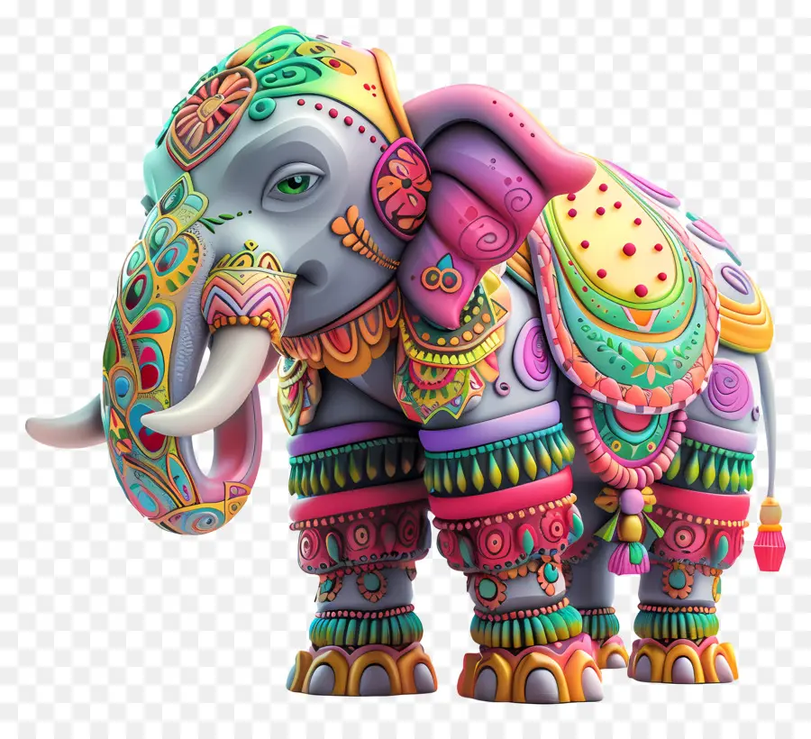 Festival De Songkran，Elefante Colorido PNG