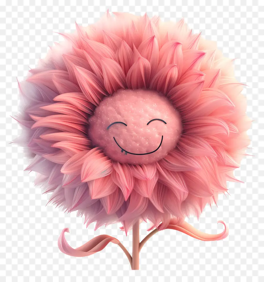 Cartoon Fuzzy，Flor Rosa PNG