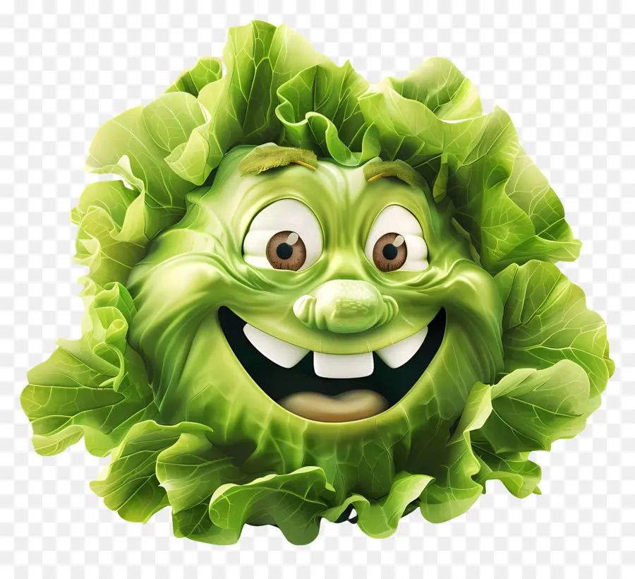 Vegetal De Dibujos Animados 3d，Lechuga Sonriente PNG