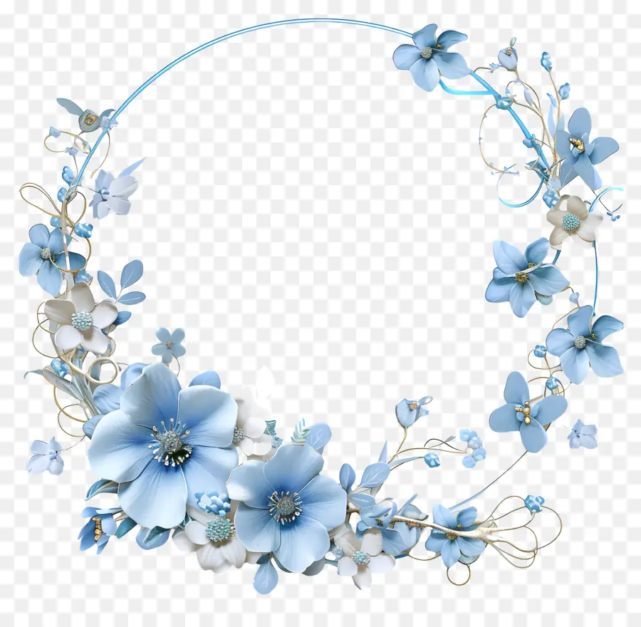 Marco Floral，Flores De Color Azul PNG