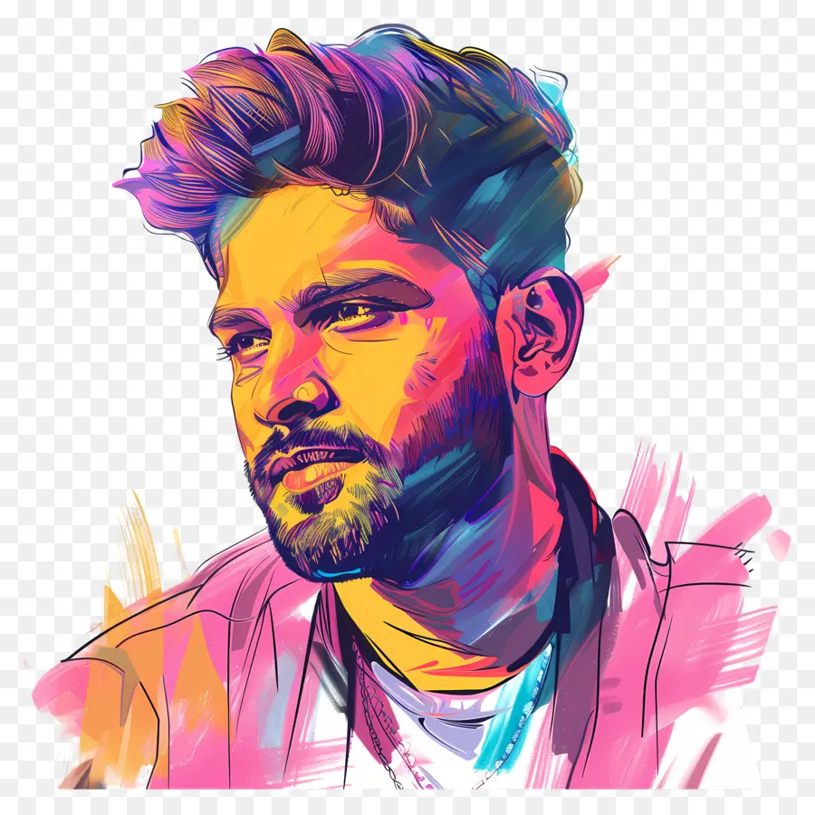 Allu Arjun，Retrato Colorido PNG