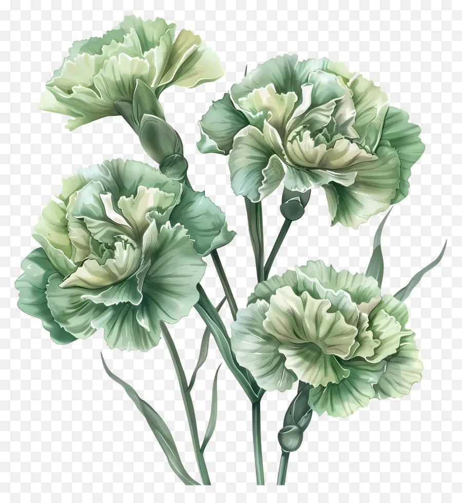 Green Carnation，Claveles Verdes PNG