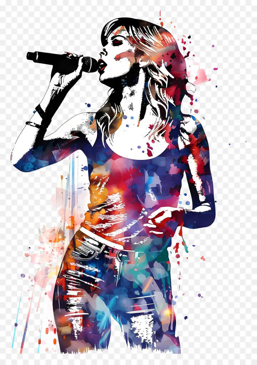 Calcomanía Taylor Swift Silueta，Pintura A La Acuarela PNG