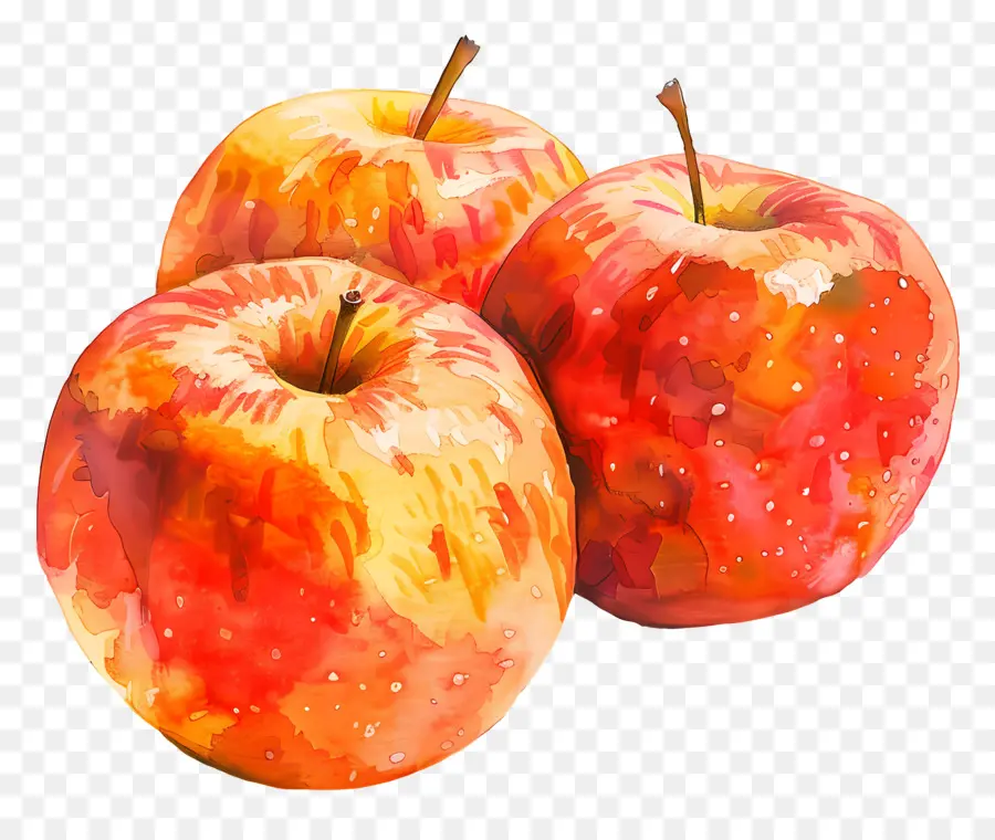 Manzanas De La Gala，Pintura A La Acuarela PNG