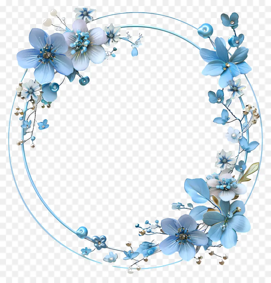 Marco Floral，Marco Azul PNG