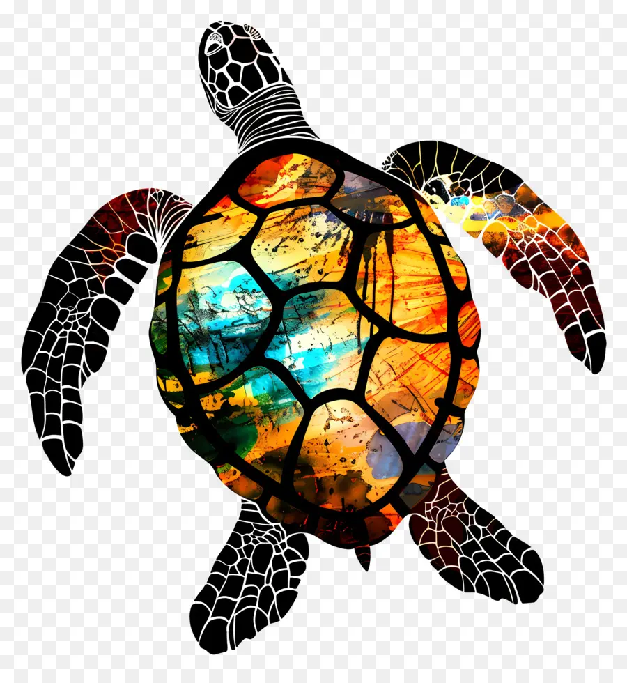 Silueta De Tortuga，Tortuga Colorida PNG