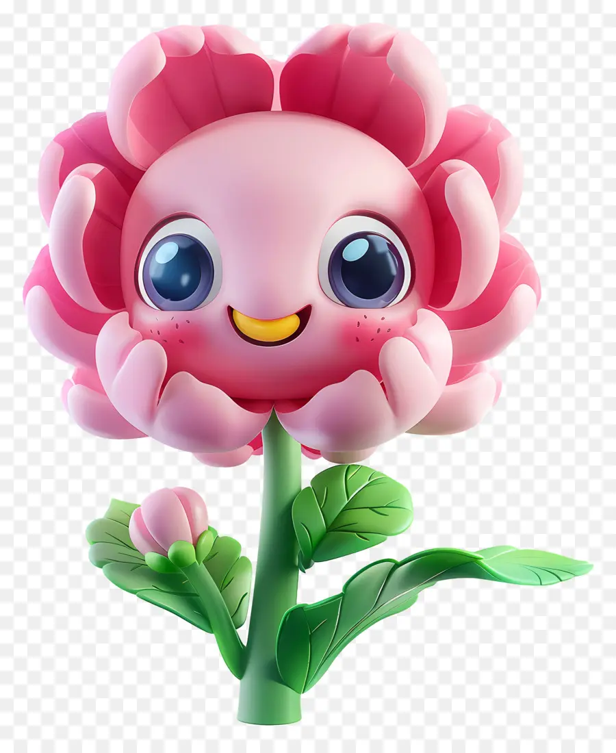 Flores De Dibujos Animados En 3d，Flor Rosa PNG