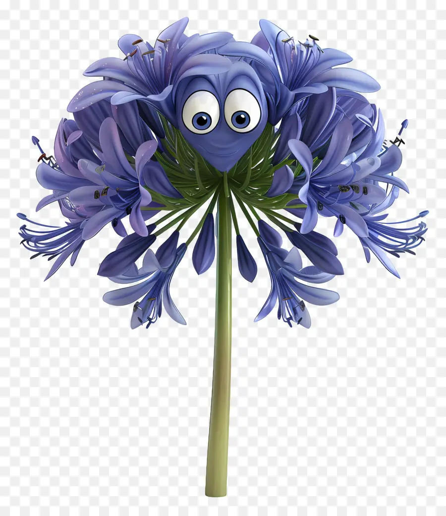 Flores De Dibujos Animados En 3d，Flor Azul PNG