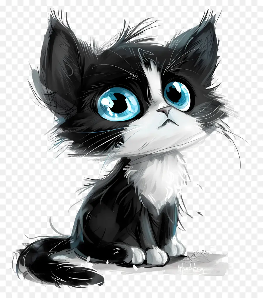 Bluey，Gatito Blanco Y Negro PNG