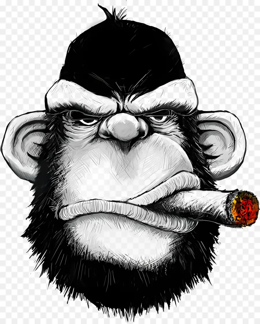 Animal Con Cigarrillo，Mono Serio PNG