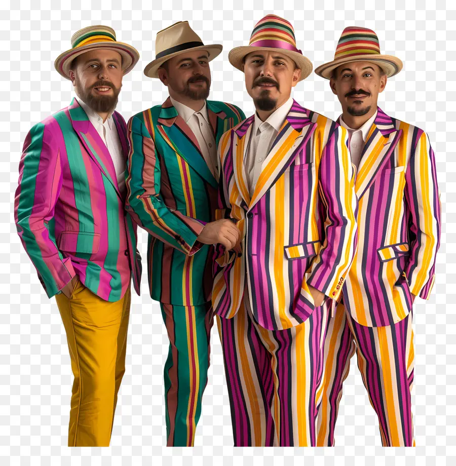 Cuarteto De Barbería，Hombres Con Trajes Coloridos PNG