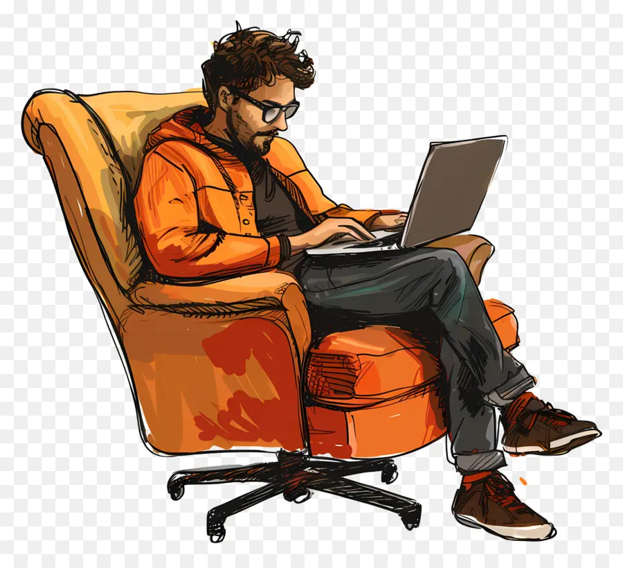 Programador，Hombre Con Computador Portatil PNG